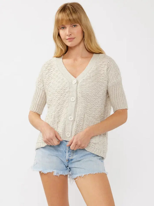 Textured and Cropped Boxy Cardigan
