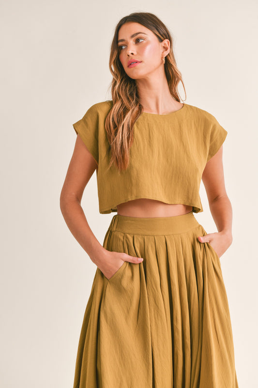 Linen Brown Crop Top