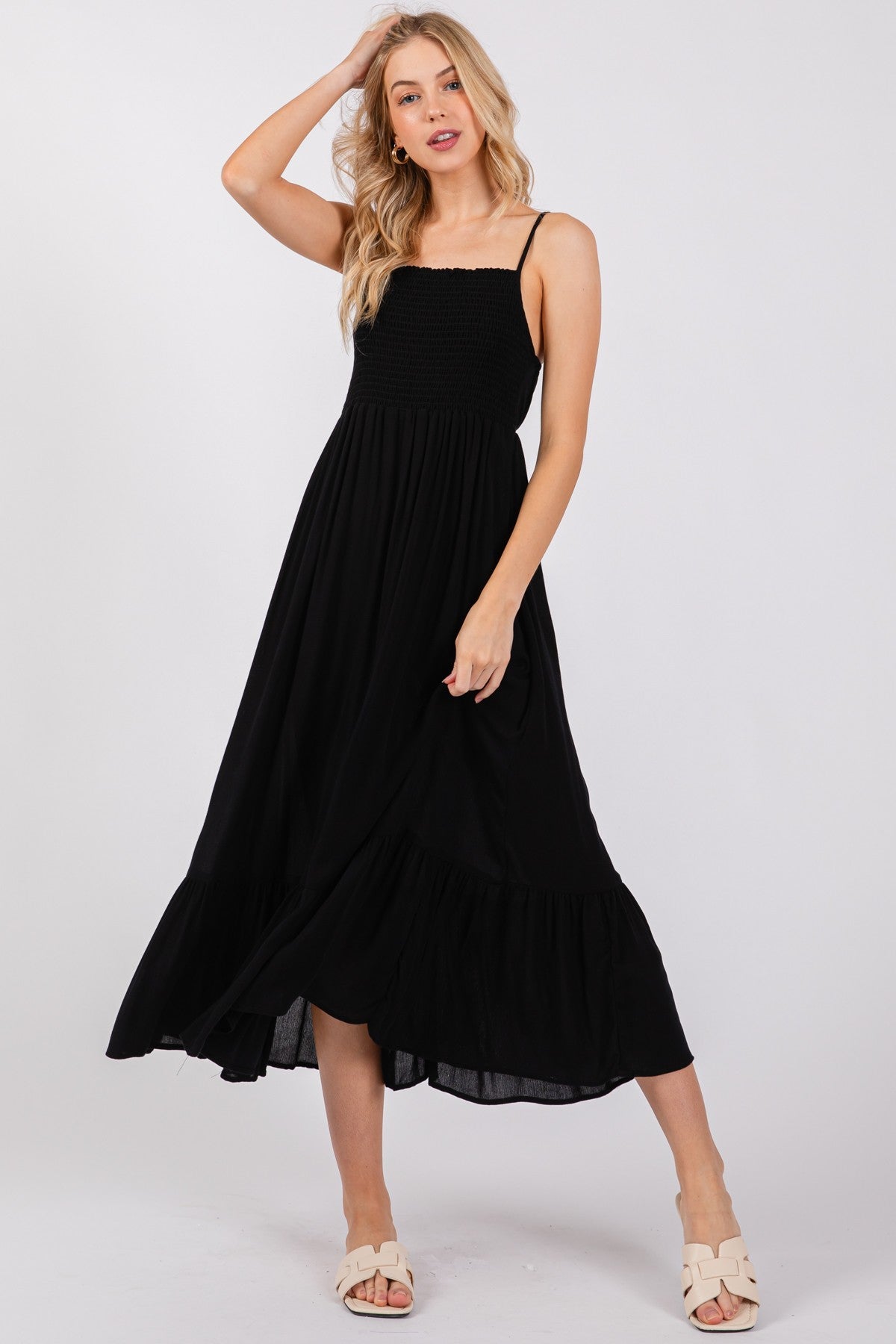 Smocked Ruffled Maxi Dress