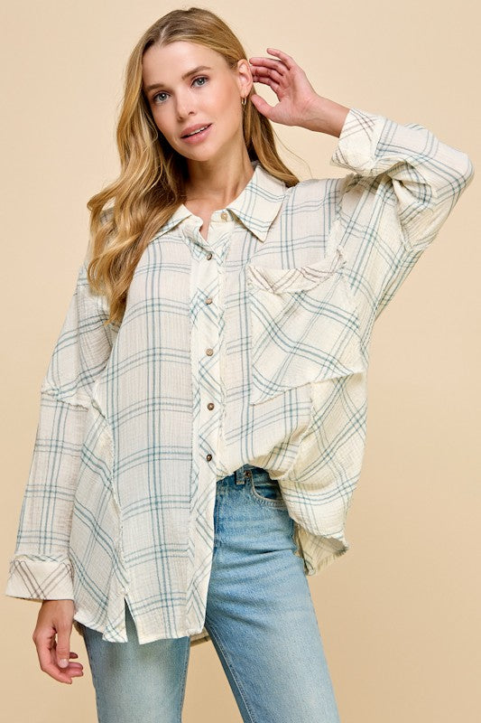 Oversized Plaid Button Up