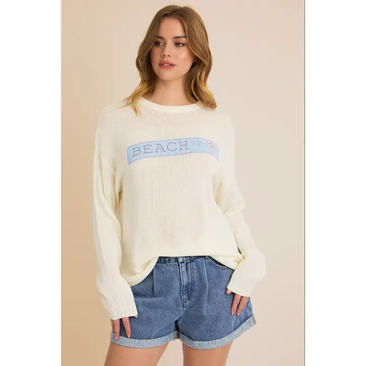 Round Neck Long Sleeve "Beach St" Sweater