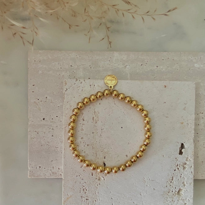 Gold Beaded Bracelet 18k Gold Plated Stainless Steel Beads