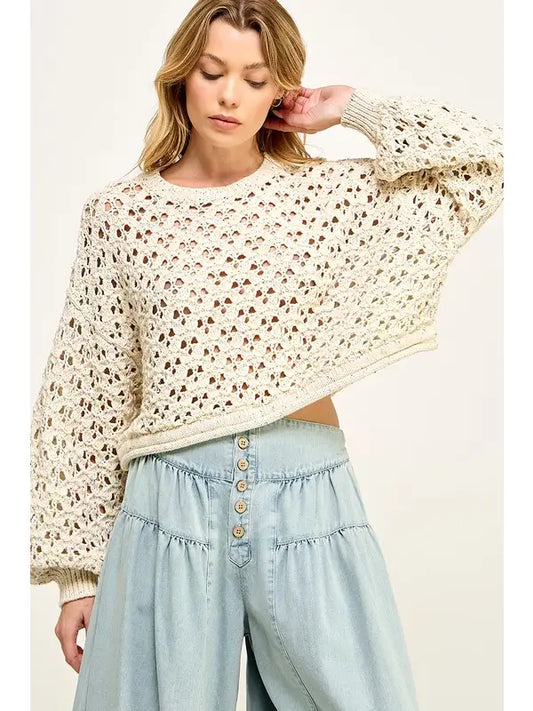 Crochet Open Netted Mesh Oversized Style Sweater