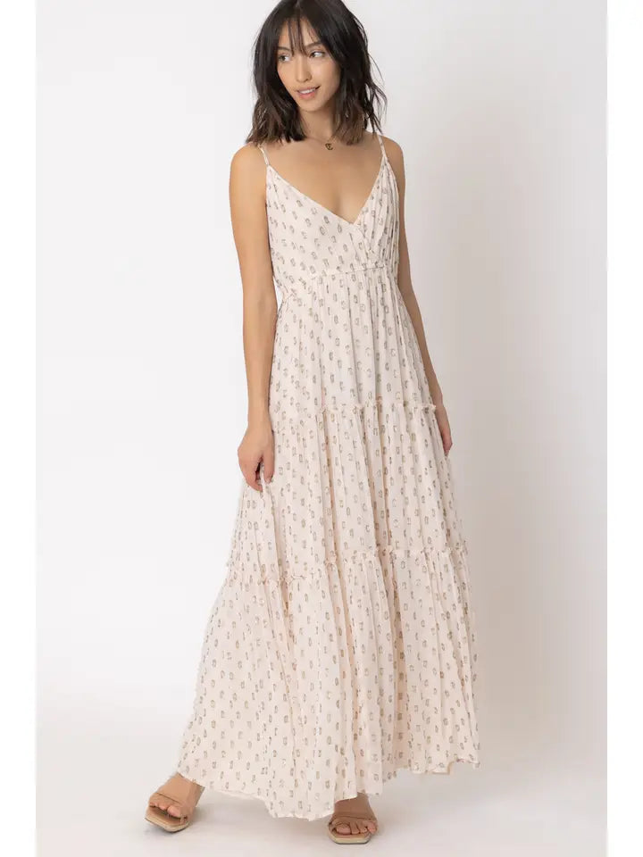 Metallic Polka Dot Maxi Dress