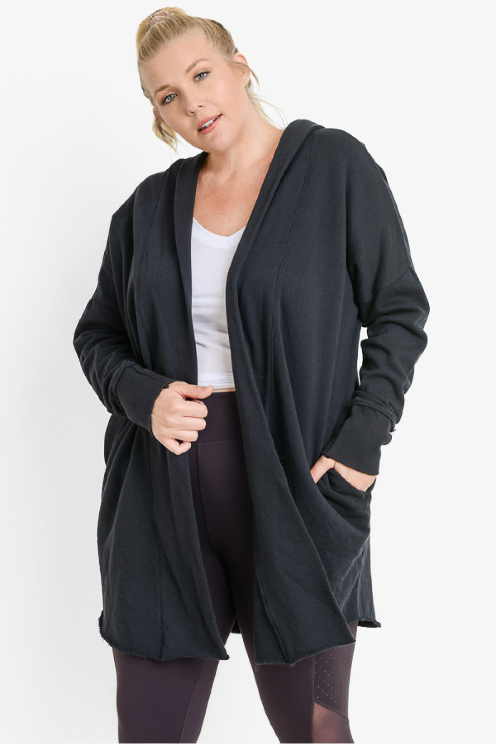 Open Front Longline Hoodie Cardigan