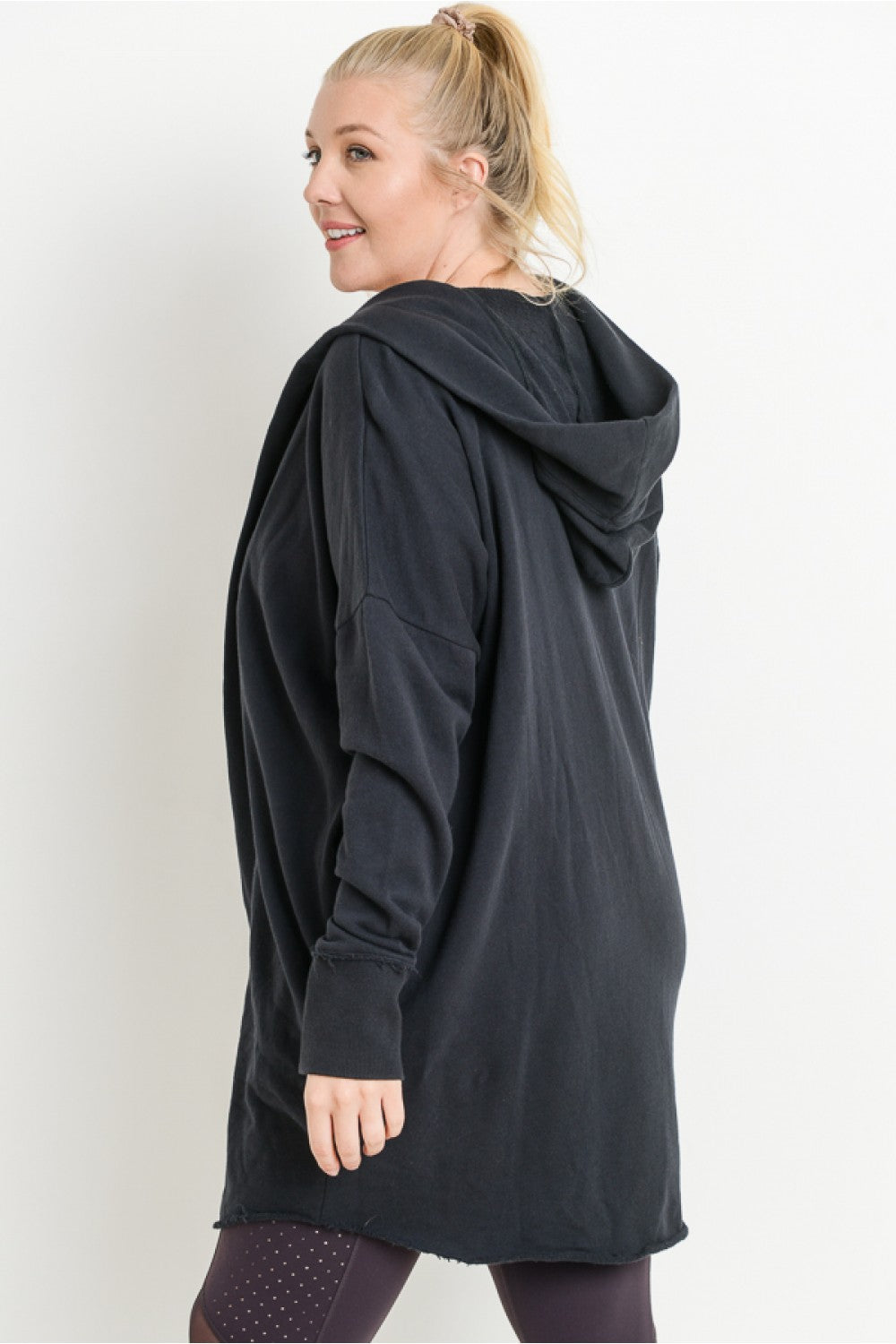 Open Front Longline Hoodie Cardigan